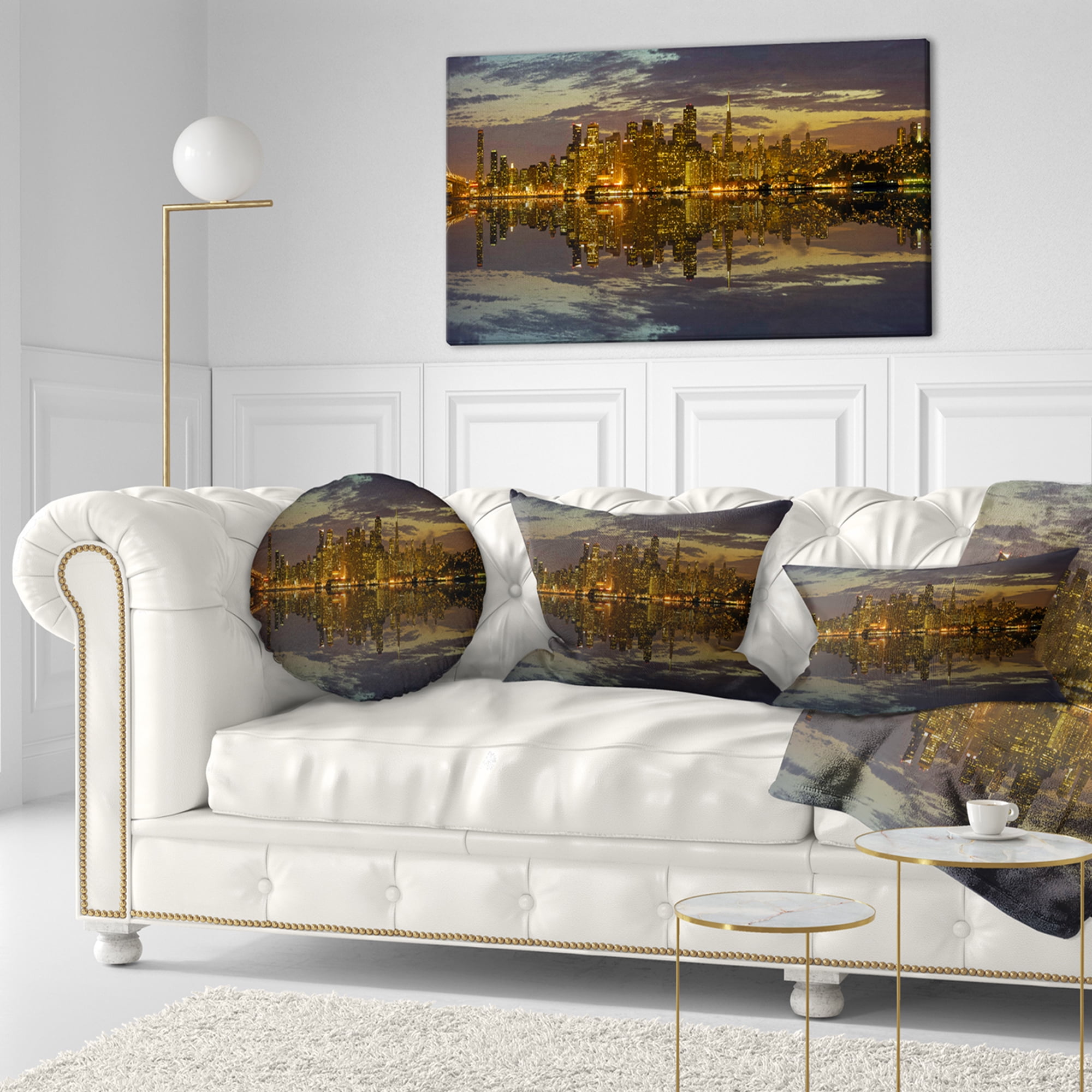 Designart San Francisco at Sunset Panorama - Cityscape Throw Pillow - 12x20