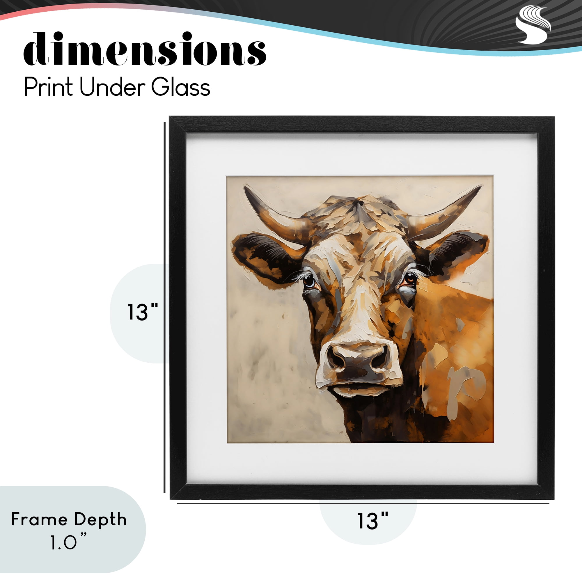 Stupell Industries Beautiful Brown Bovine Black Framed Print Under Glass, design by Creative Studio