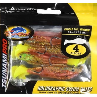 Tsunami 3 PT Minnow Softbait Fishing Lure Chartreuse Gold 4-Pack