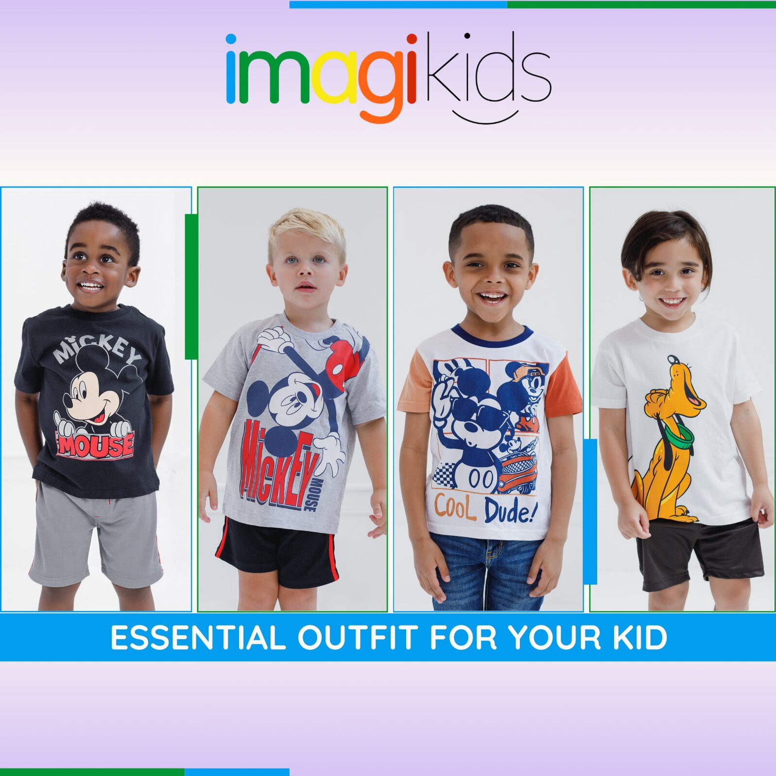 Disney Mickey Mouse Infant Baby Boys T-Shirt and Mesh Shorts Outfit Set Infant to Little Kid