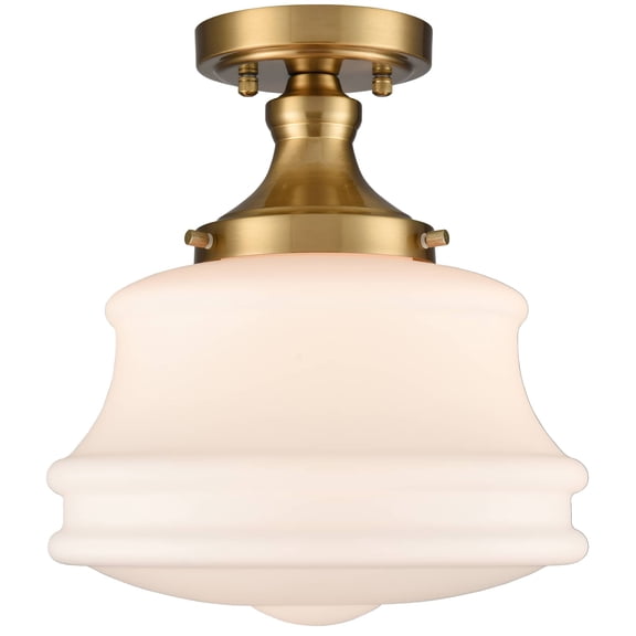 Claxy Gold Schoolhouse Light Fixture Ceiling with Milk Glass Shade