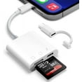 thumbnail image 1 of Lector de tarjetas SD para iPhone iPad, lector de tarjetas Micro SD, lector de tarjetas de memoria con adaptador USB, Plug and Play, cámara para juegos, visor de tarjetas SD, compatible con, 1 of 8