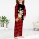thumbnail image 3 of Conjunto De Pijamas De 2 Piezas Conjunto de pijama familiar de 2 piezas Conjunto informal de manga larga con estampado de alce y pantalones Traje diario Ygjytge Chica Rojo 7-8T para Niño, 3 of 5