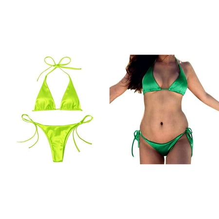 (2-Pack) Kcodviy Women Bandeau Bandage Bikini Halter Bikini Top Set Push Up Brazilian Bikini Women Swimwear Beachwear Swimsuit Ruffle Bikini Bikiniwear