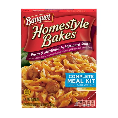 Banquet Homestyle Bakes Pasta & Meatballs in Marinara Sauce, 36.6 Ounce