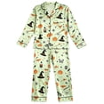 thumbnail image 4 of WhouRiu Girls Halloween Graphic Pajamas Flat Collar Long Sleeve Button Up Shirts And Pants Pajama Set 2 Piece Kids Cozy Cute Sleepwear,9-10 Years, 4 of 4