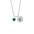 thumbnail image 2 of Delight Jewelry Silvertone Small Long Green Heart Silvertone Script Initial Disc - O - Charm Necklace, 20"+3", 2 of 4