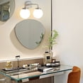 thumbnail image 2 of Deyidn 2 Light Pale Gold Bathroom Vanity Light with White Globe Glass Shade Modern Bathroom Wall E12 Bulb, 2 of 7