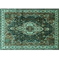 thumbnail image 1 of Ahgly Company Machine Washable Indoor Rectangle Persian Turquoise Blue Traditional Area Rugs, 4' x 6', 1 of 4