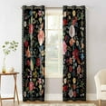 thumbnail image 2 of Hokiten Black Spring Floral Blackout Curtains | Light Blocking Print Window Curtains, Botanical Watercolor Summer Thermal Insulated Window Drapes for Living Room Kitchen Cafe (2 Panels, 84"W x 63"L), 2 of 7
