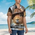 thumbnail image 3 of Rateoe Cowboy Hat Guinea Pig Pattern Men’s Hawaiian Shirt – Short Sleeve Button-Down Tropical Beach Shirt, Lightweight & Breathable Casual Aloha Shirt with Pocket,3X-Large, 3 of 7