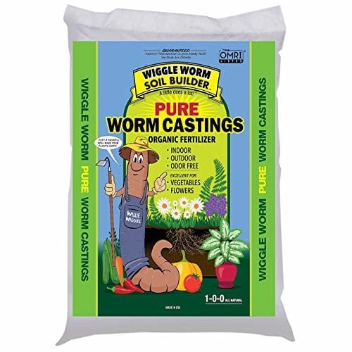 Wiggle Worm Pure Organic Worm Castings - All-Natural Fertilizer for Indoor & Outdoor Plants, Odor-Free, Ideal for Vegetables, Flowers, and Gardens (12 lbs)