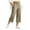 Khaki, variant on Womens Wide Leg Cropped Capri Pants Elastic High Waist Casual Pants Travel Loose Summer Pants with Pockets