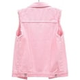 thumbnail image 2 of XINQIHANG Women's Ripped Lapel Collar Button Up Sleeveless Frayed Denim Vest Jacket, 2 of 7