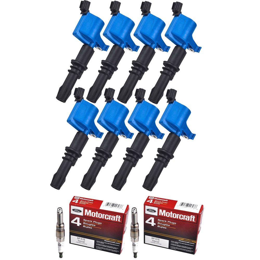 Set of 8 ISA Color Ignition Coil & Motorcraft Spark Plugs SP515