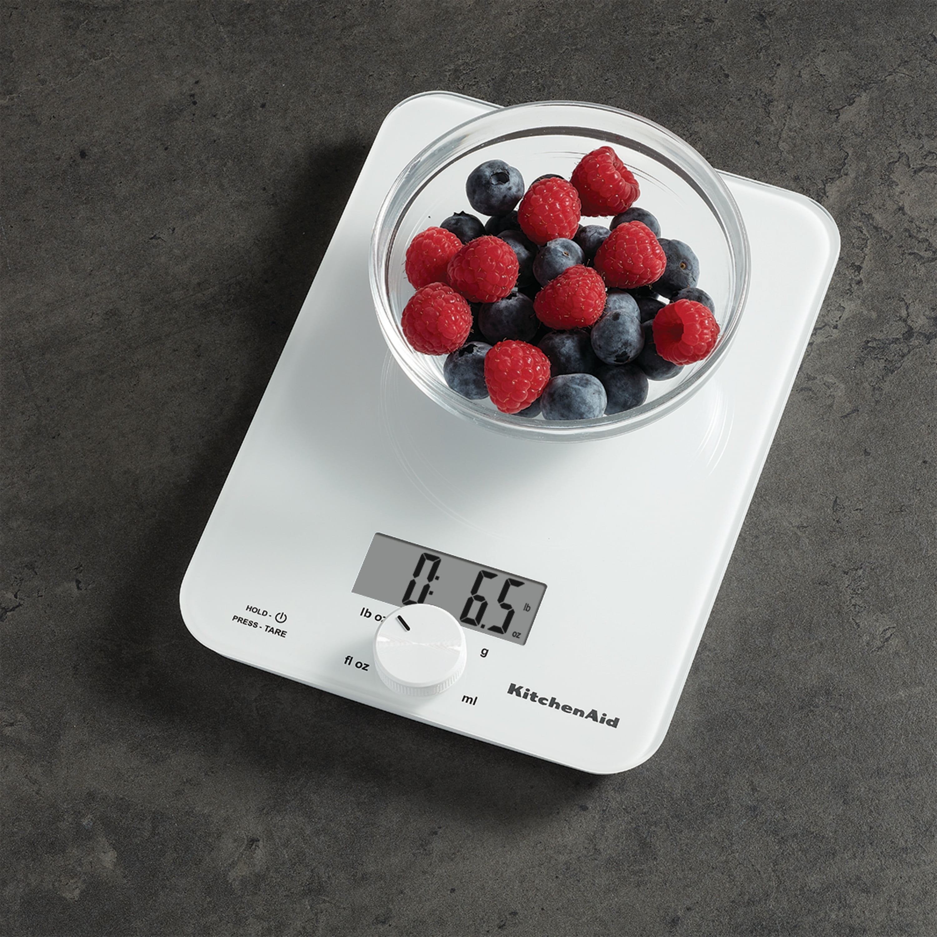 KitchenAid Digital Glass Top Kitchen Food Scale - Bk - Stainless