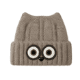 thumbnail image 2 of Women's Owl Ear Knit Beanie Hat Cute Animal Face Winter Warm Knitted Cap Fuzzy Lined Ski Hat for Fall Winter, 2 of 5