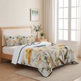 thumbnail image 5 of Full Quilt Set 78''x90'', Yellow Blue Spring Floral Lightweight Bedspread Coverlet Set with 2 Pillow Shams, Watercolor Summer Botanical Breathable All Season Quilt Bedding for Bedroom/Guest Room, 5 of 9