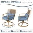 thumbnail image 2 of Poteban 3 Pieces Patio Swivel Chairs Set of 2 with Wicker Table, Bistro Set with Swivel Rocker Chair, Outdoor Furniture with Thickened Cushions for Porch Backyard Deck (Blue), 2 of 9