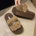 thumbnail image 3 of CHUMUD Women's Open Toe Platform Slippers Shearling-Lined Slip-On Slippers with Buckle Winter Fluffy House Bedroom Shoes, 3 of 7