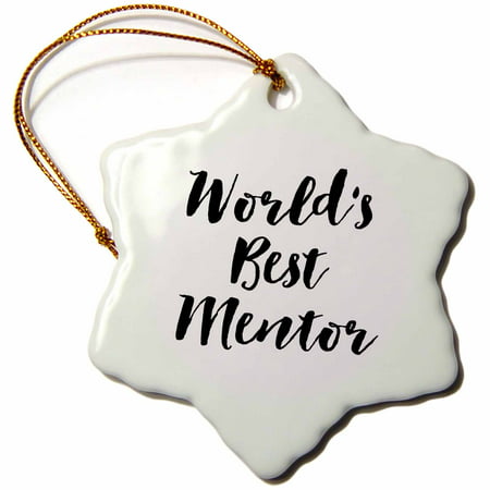 3dRose Phrase - Worlds Best Mentor, Snowflake Ornament, Porcelain, (Best Porcelain In The World)