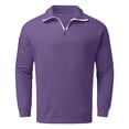 thumbnail image 5 of Uooqdmx Sweatshirts for Men Quarter Zip Pullover Men Casual Loose Hoodless Oversize Zipper Solid Stand Collar Pullover Sweater Top Men's Fashion Hoodies & Sweatshirts Purple 2xl, 5 of 6