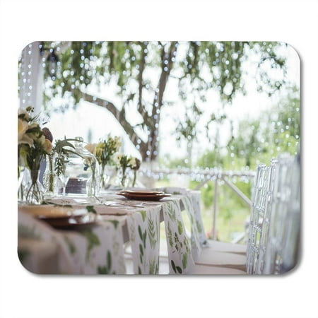 LADDKE White Boho Festive Table Setting Catering Wedding in Rustic Mousepad Mouse Pad Mouse Mat 9x10