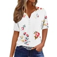 thumbnail image 2 of Fiudx Ofertas de La Semana Blusa de Manga Corta Estampada a La Moda para Mujer, Blusas Informales con Cuello Redondo, 2 of 4
