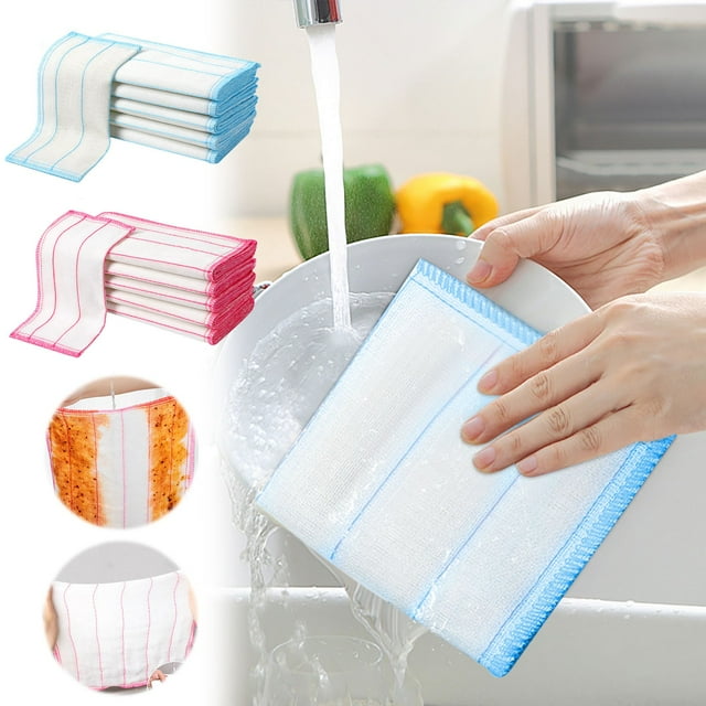 Juego de paños para lavar platos con hilo | Paquete de 5 paños de limpieza de cocina: toallitas domésticas de alta absorbencia, no grasas, ecológicas, reutilizables, duraderas y versátiles para