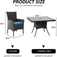 thumbnail image 5 of Kullavik 5-Piece Patio Outdoor Dining Set, Wicker Patio Furniture Set of 4 Rattan Chairs with Soft Cushions and Square Table with Umbrella Cutout, Blue, 5 of 7