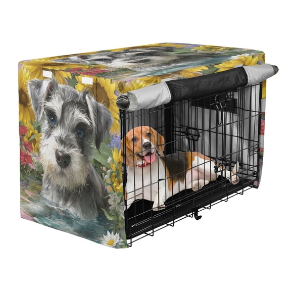 Qxltty Schnauzer Puppy Crate Cover Durable Oxford Cloth Pet Kennel Sunshade Universal Fit for 35in Wire Cage