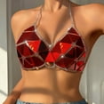 thumbnail image 5 of Kilaqueen Sparkly Sequin Bras for Women Spaghetti Strap Halter V Neck Bikini Tops Fashion Sexy Club Party Festival Outfits, 5 of 6