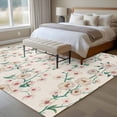 thumbnail image 4 of White Floral Large Area Rugs 5x8 ft Teal Branches Leaf Spring Floral Linen Retro Washable Rug Non Slip Indoor Carpet Absorbent Floor Mat for Living Room Bedroom Dining Room, 4 of 9