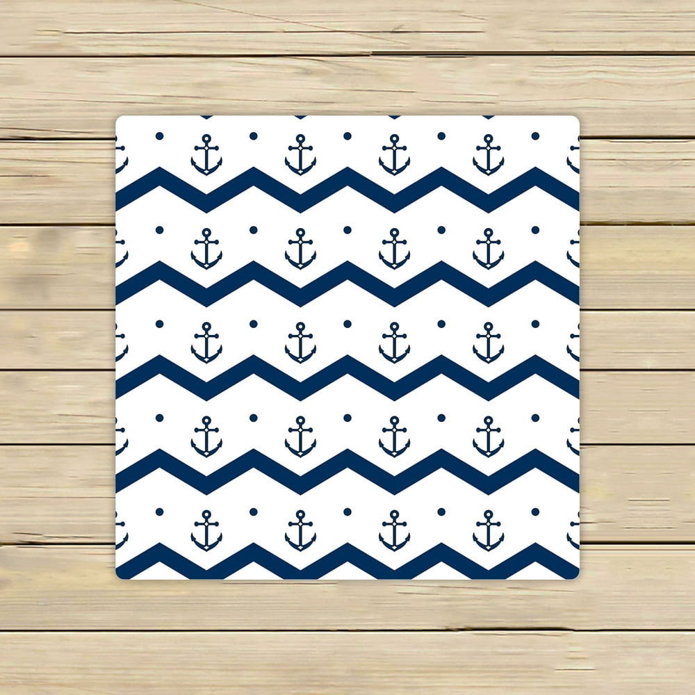 YKCG Chervon Navy Anchors Blue and White Hand Towel Beach Towels Bath