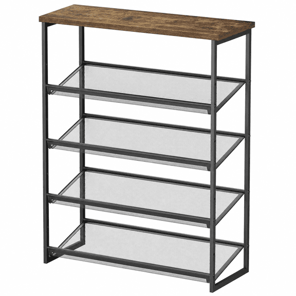 Fenbeli 5-Tier Metal Shoe Rack Free Standing Storage Organizer Holds 15 Pairs for Entryway and Closet, Black