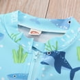 thumbnail image 4 of NIEWTR Toddler Baby Boy Swimsuit Kids Rash Guard Short Sleeve One Piece Bathing Suit Swimwear(Light Blue,3-6 Months), 4 of 7