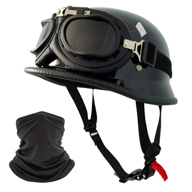 Casco de moto DLPACKJ, estilo alemán, media calavera