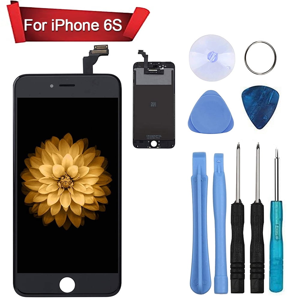Compatible iPhone 6S 4.7inch LCD Replacement Screen with 3D Touch Screen Digitizer Fram Assembly Full Set Model A1633, A1688, A1700 Black Free Tools Premium Screen Replacement 