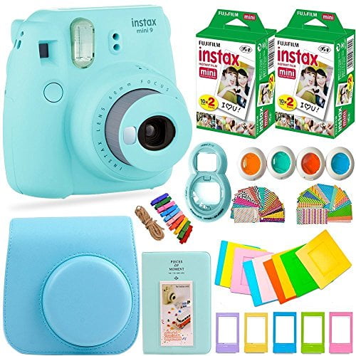 Fujifilm Instax Mini 9 Instant Camera + Fuji Instax Film (40 Sheets) +  Accessories Bundle - Carrying Case, Color Filters, Photo Album, Assorted 