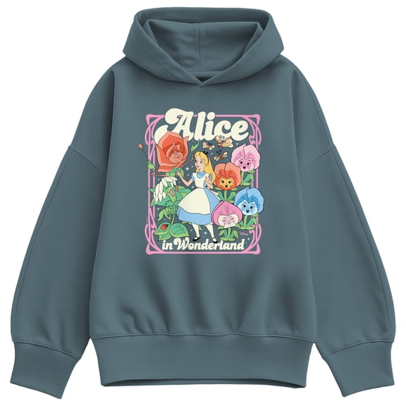 Alice in Wonderland - Alice and Flowers Women's Oversized Fleece Hoodie Sweatshirt