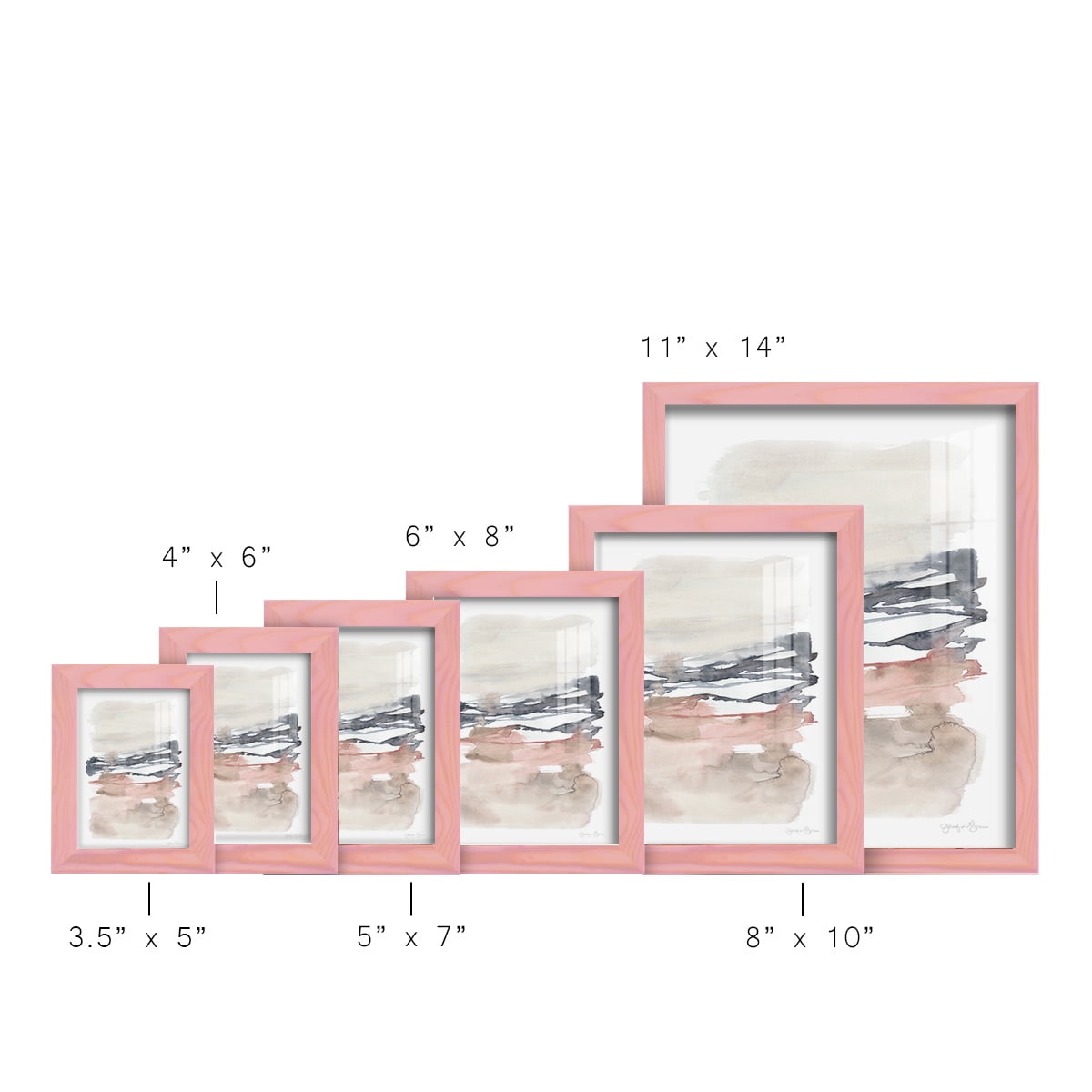 Tiered Horizon Line I -Framed Print w/glass-Sunset Pink