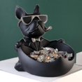 thumbnail image 2 of Estatua de Bulldog Francés, figura de perro divertido, caja de almacenamiento creativa para joyería de llaves, Control remoto, decoración de mesa para el hogar, 2 of 4