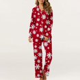thumbnail image 2 of Women’s Christmas Pajama Set Two Piece Long Sleeve Button Up Top and Full Length Pants with Funny Xmas Print Cozy Holiday Sleepwear for Family Matching and Festive Lounging, 2 of 7