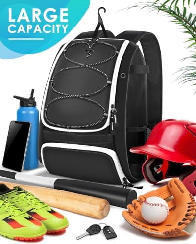 Voylla Baseball Bag, Softball Bag for Baseballgear & T-Ball Bat, Baseball Backpack with Shoes Compartment for Men/Women