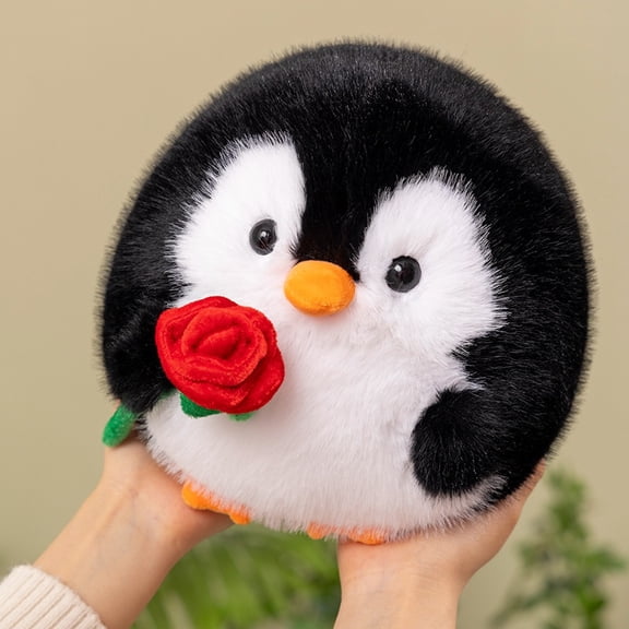 Rose Penguin Stuffed Animal Plush Cute Rose Penguin Plush Toys Gifts for Valentine's Day, Birthdays, and Anniversaries, 7.8 in