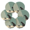 thumbnail image 7 of Yayeee 6 PCS Drink Coasters with Holder Set Woven Absorbent Round Tabletop Hot Pad, Black Cat, 7 of 7