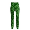 thumbnail image 2 of MKLEKYY Leggings para mujer, pantalones verdes con estampado de buena suerte de Paddystripes para mujer, leggings ajustados para yoga, correr, gimnasio, 2 of 4