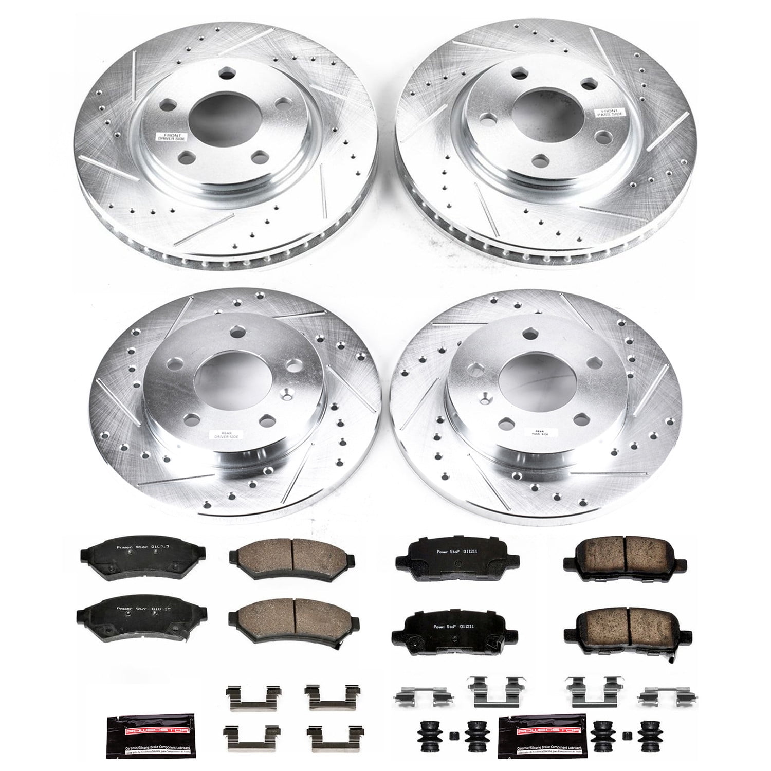 PowerStop Front and Rear Z23 Evolution Sport Carbon-Fiber Ceramic Brake Pad and Drilled & Slotted Rotor Kit Fits: BUICK PONTIAC Select Models K1589
