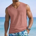 thumbnail image 2 of Men's V-Neck Sleeveless Quick-Dry Sports T-Shirt, Muscle Cotton Shirts, Summer Athletic Casual Basic Tees with Pocket, 2XL, 2 of 8