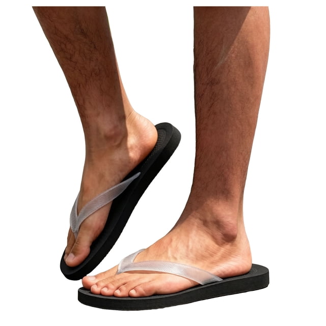 Dakaela Men's Flip Flops with Arch Support Summer Beach Thong Sandals Comfortable Quick Drying Slip on Slides Slippers for Men (10,Clear)